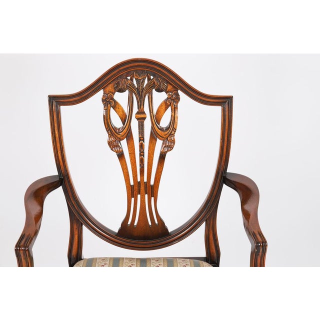 Vintage Mahogany Dining Table and Shield-Back Chairs, 20th Century, Set of 13 For Sale - Image 15 of 18