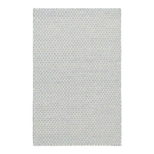 Dash & Albert by Annie Selke Honeycomb French Blue/Ivory Woven Wool Rug, 3' x 5' For Sale