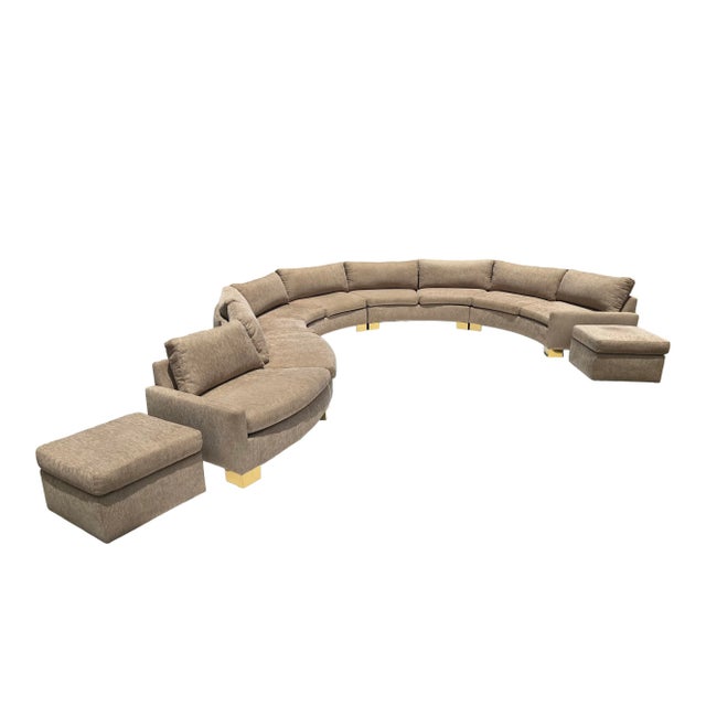 1970s Serpentine Sectional Sofa With Brass Feet For Sale - Image 10 of 10