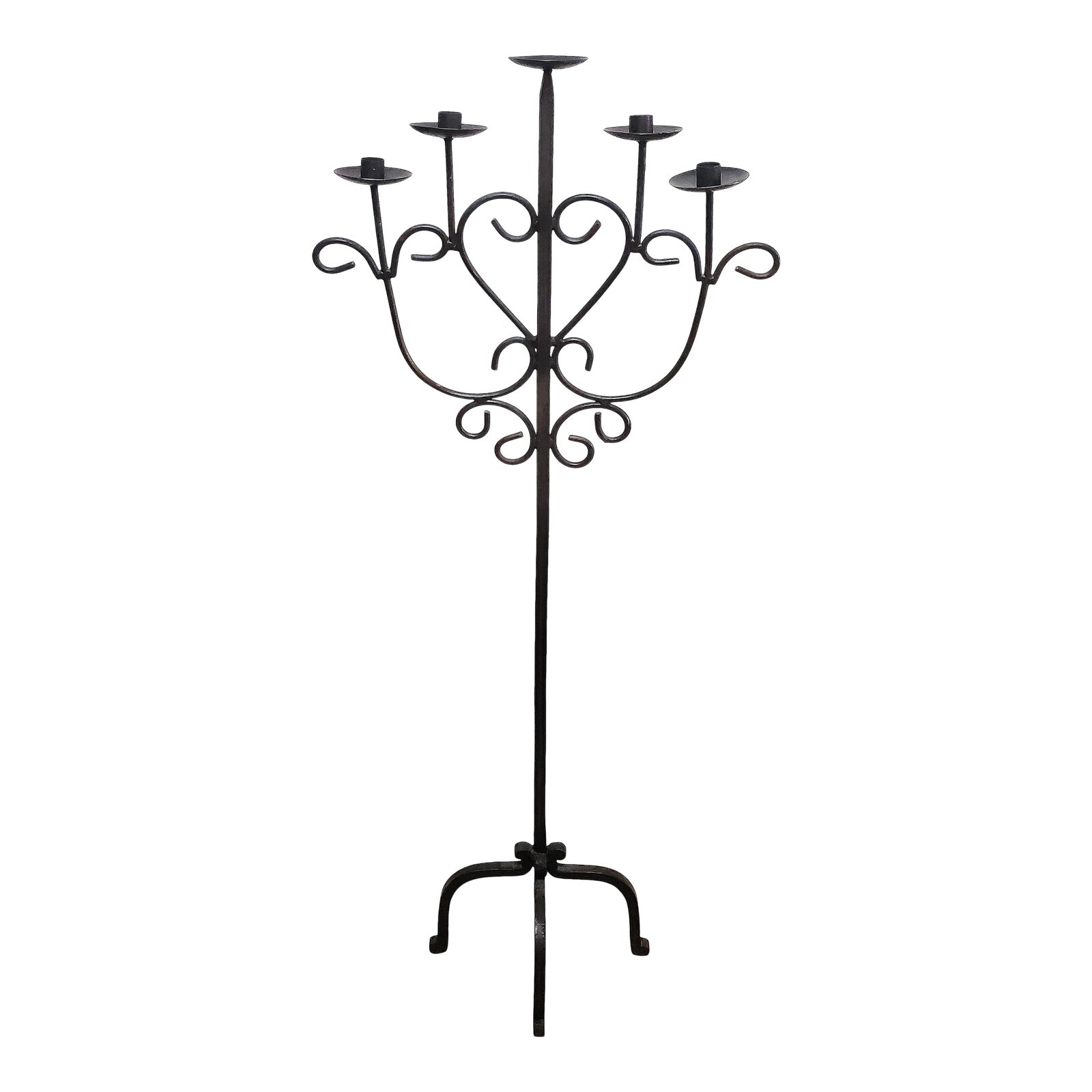Tall Vintage Wrought Iron Floor Candelabra Candle Stand Chairish