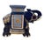 Hollywood Regency Vintage Cobalt Blue & Gold Ceramic Elephant Garden Stool / Drinks Table For Sale - Image 3 of 8