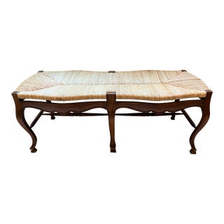 Vintage Pierre Duex French Country Bench With Rush Seat For Sale