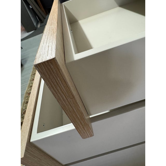 Lime Wash Oak Wood Desk With Drawer Cabinet For Sale - Image 10 of 12