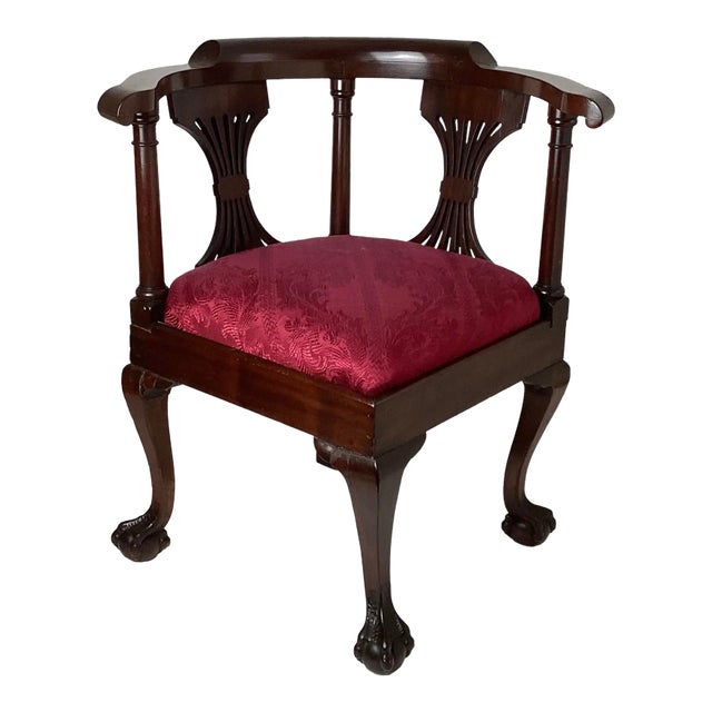 Early 20th Century Chippendale Mahogany Childs Corner Chair With Claw & Ball Feet For Sale
