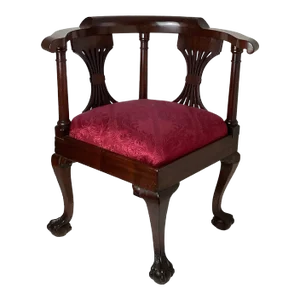 Early 20th Century Chippendale Mahogany Childs Corner Chair With Claw & Ball Feet