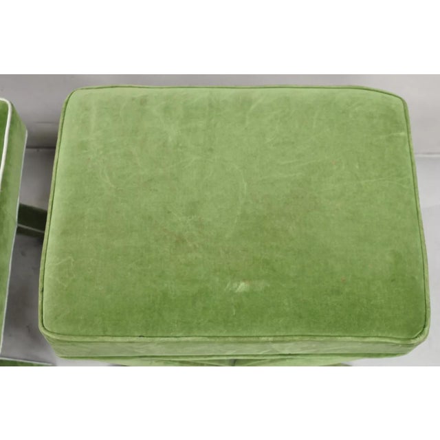 Mid 20th Century Vintage X-Base Billy Baldwin Style Green Upholstered Bench Stools - Similar Pair For Sale In Philadelphia - Image 6 of 12