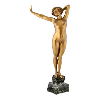 Paul Philippe, Art Deco Awakening Sculpture, 1920, Bronze on Marble Base For Sale