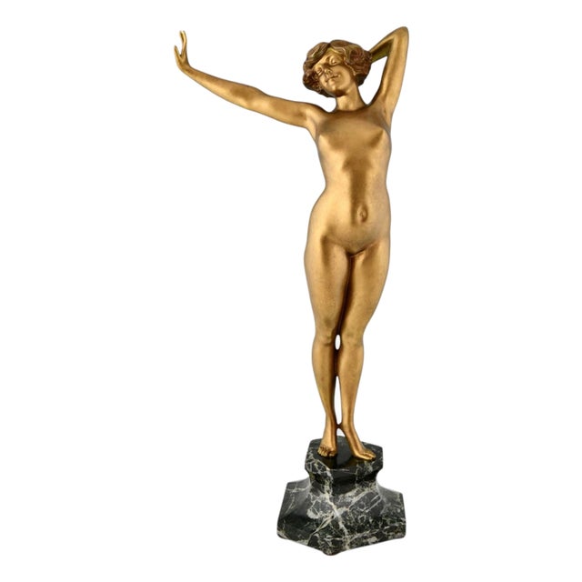 Paul Philippe, Art Deco Awakening Sculpture, 1920, Bronze on Marble Base For Sale
