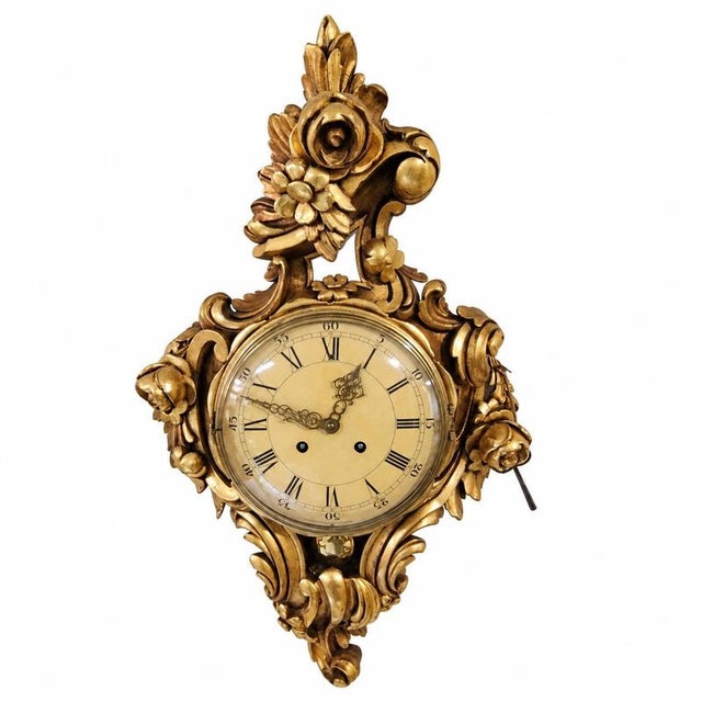 Large Swedish wall clock, cartel type, produced by the renowned Westerstrand manufacture of Töreboda, founded in 1906. It...