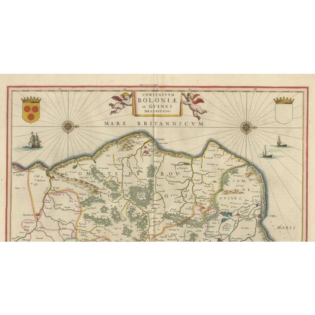 17th Century Golden Age Map of Boulogne & Guînes from Blaeu, 1642 For Sale - Image 5 of 10