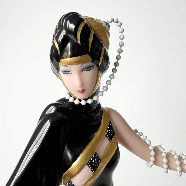 Pearls and Emeralds Fine Porcelain Figurine from House of Erté, 1990s For Sale - Image 6 of 9