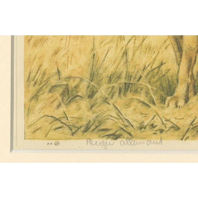 German Shepherd in a Scenic Meadow – Hand-Colored Aquatint by Paul Wood This original hand-colored aquatint by Paul Wood...