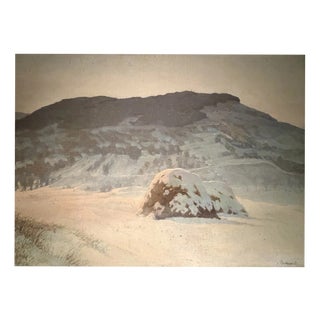 Lajos Barkász, High Mountains – Steep Rock Face with Glacier, Oil Painting on Canvas, Framed For Sale