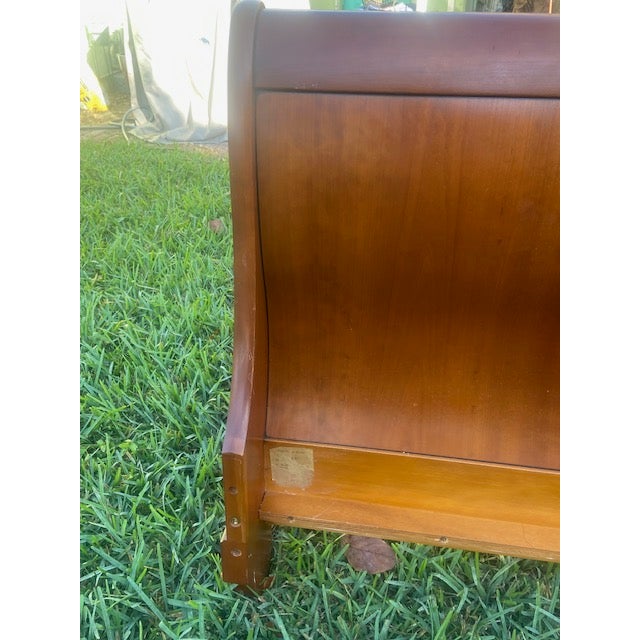 Brown 1970s Grange French Louis Philippe Cherry Wood King Size Sleigh Bed For Sale - Image 8 of 8