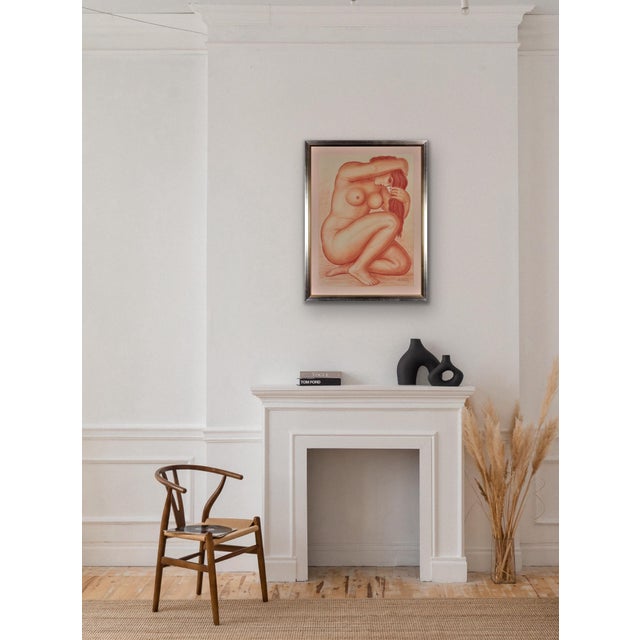 Lucien Gibert, Her Flaming Locks of Auburn Hair, Nude, 1930s, Chalk on Paper For Sale - Image 16 of 18