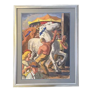 State Fair Scene With Horses and Merry-Go-Round by Edmund Brucker (American, 1912–1999)