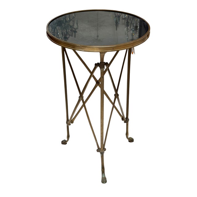 Traditional Antique Empire Style Black Marble & Brass Paw Foot Gueridon Side Table For Sale - Image 3 of 4