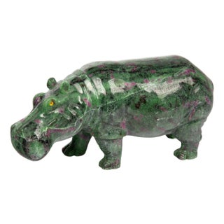 Zoisite’s Wild Side: The Radiant Ruby Hippo 8" For Sale