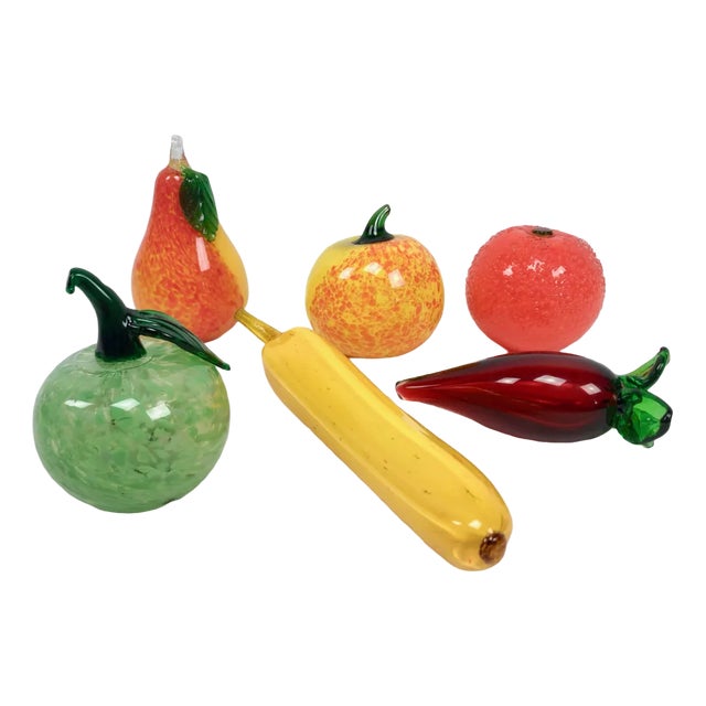 Mid-Century Art Glass Fruits, 1970s, Set of 6 For Sale