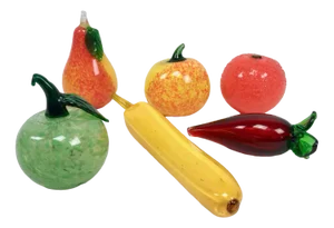 Mid-Century Art Glass Fruits, 1970s, Set of 6
