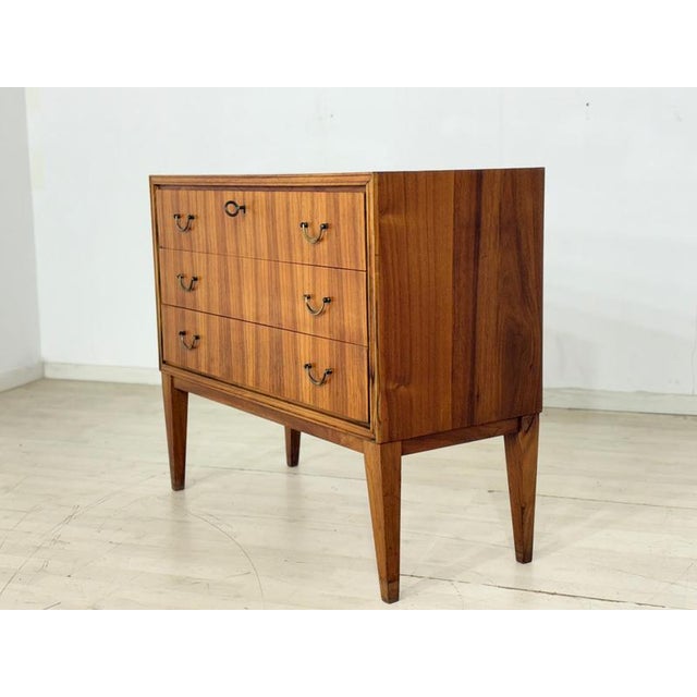 Mid-Century Chest of Drawers in Walnut with Brass Handles, 1960s For Sale - Image 6 of 12