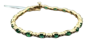 7.70 Ct Natural Emerald & Diamond Tennis Bracelet