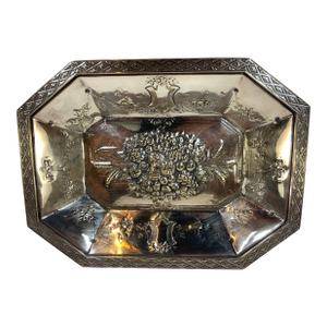 Vintage Footed Fruit Embossed Silver Plate Serving Dish