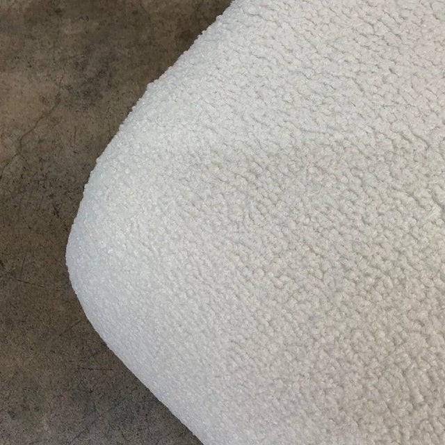 W61.75 D17.25 H20.75 W63.5 D17.75 H22 Custom made waterfall bench in Sherpa fabric.