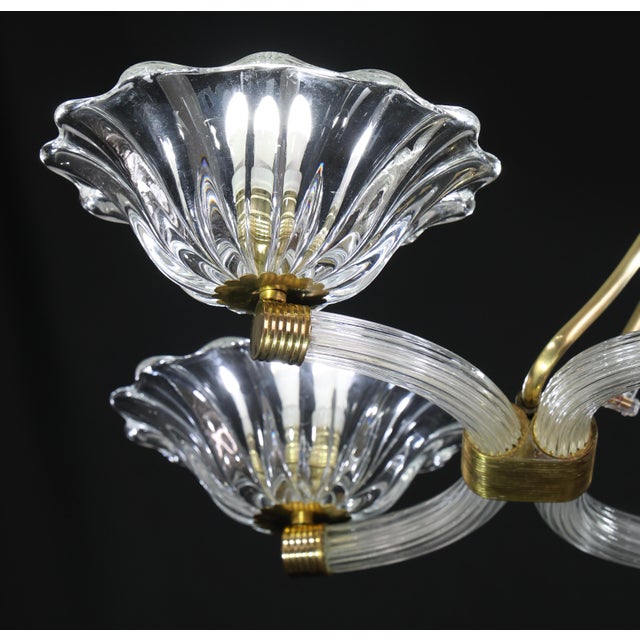 Extraordinary Art Deco Murano Glass and Bras Chandelier by Barovier E Toso, 1950 For Sale - Image 9 of 18
