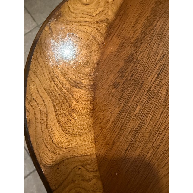 Mid 20th Century Vintage Columbia Manufacturing Co. Figured Wood Pie-Crust Pedestal Side Table For Sale - Image 5 of 7