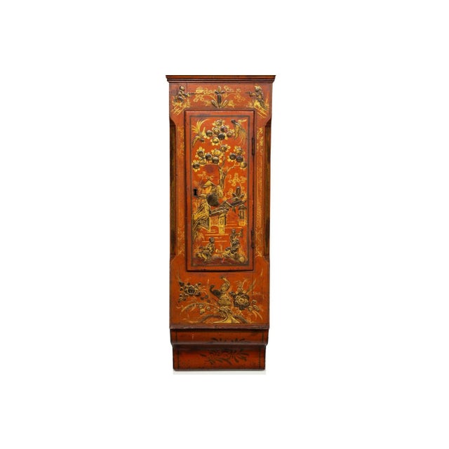 19th Century English Antique Red Chinoiserie Six-Bell Hanging Wall Clock Ca. 1830 For Sale - Image 5 of 12