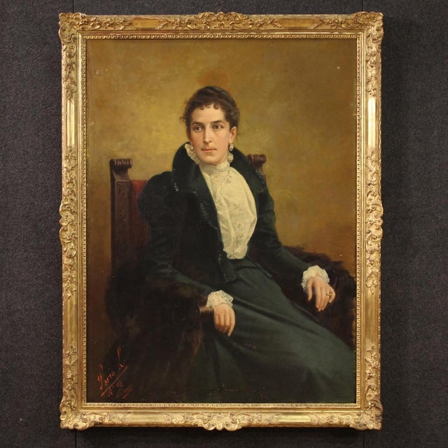 Luigi Sorio, Portrait, 1898, Oil on Canvas, Framed For Sale - Image 16 of 16
