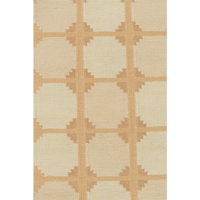 Rug & Kilim’s Scandinavian Style Rug in Peach and Beige-Brown Geometric Pattern - 12x15 For Sale In New York - Image 6 of 7