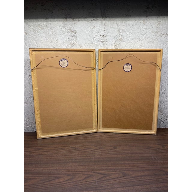 Metal Vintage Thai Temple Rubbings Red Etched Gold Metal Frames 23x17 - a Pair For Sale - Image 7 of 7