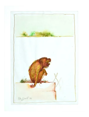 Leo Guida, The Monkey, Ink and Watercolor, 1971