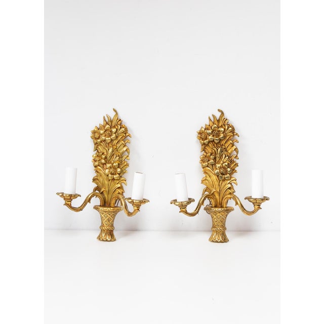 1950s Vintage French Bronze Wall Lights, 1940s, Set of 2 For Sale - Image 5 of 5