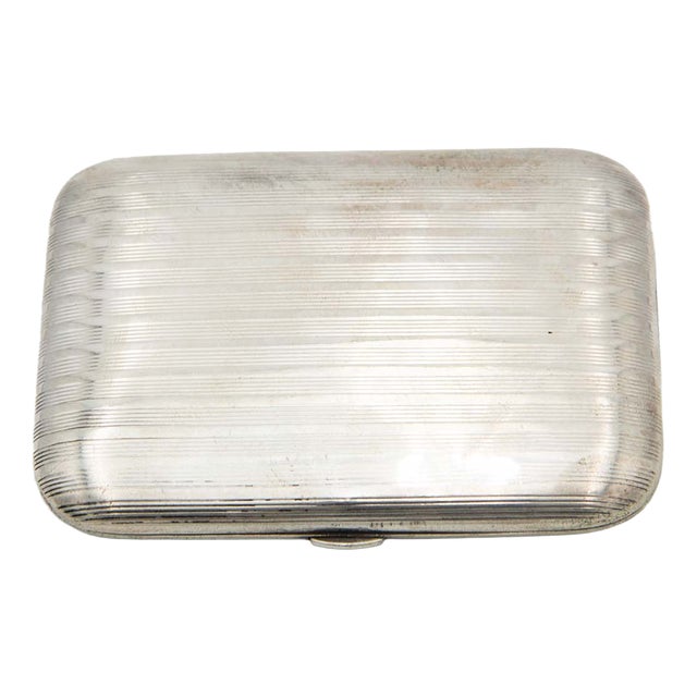 Rectangular Silver Cigarette Case with Rounded Corners For Sale