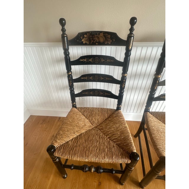 Pair Hitchcock Ladderback Chairs With Rush Seats For Sale In Seattle - Image 6 of 7