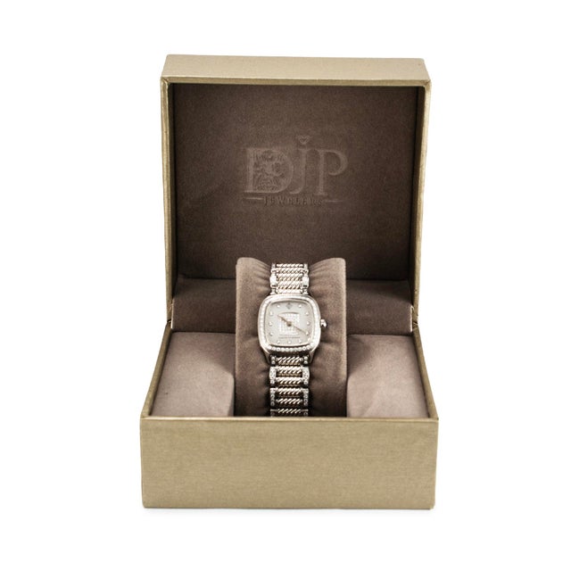 Silver Ladies David Yurman Thoroughbred 31mm T304-XSST Diamond Steel Quartz Watch For Sale - Image 8 of 9