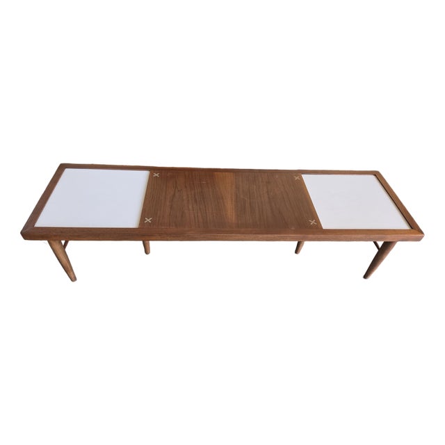 Mid 20th Century Rectangular Coffee Table With Laminate Insets by American of Martinsville For Sale