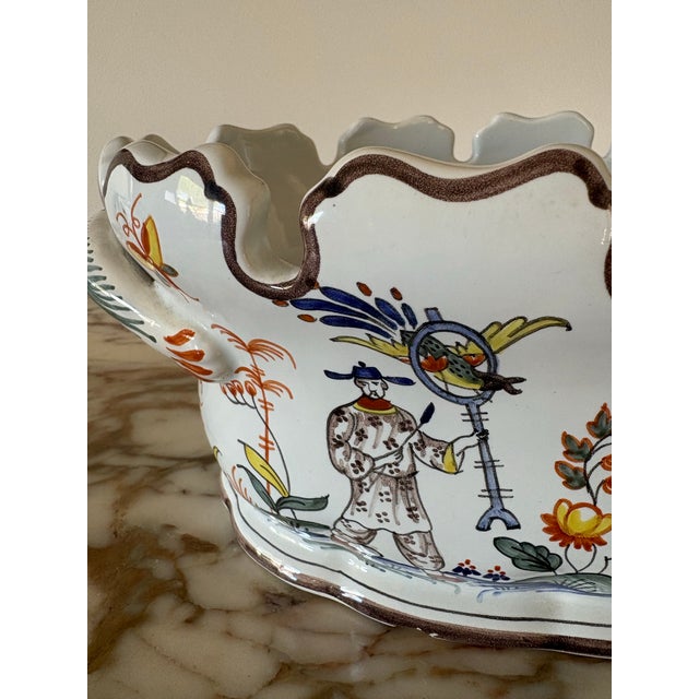 Ceramic Late 20th Century Handpainted Faience Tiffany & Co. Chinoiserie Jardineire For Sale - Image 7 of 12