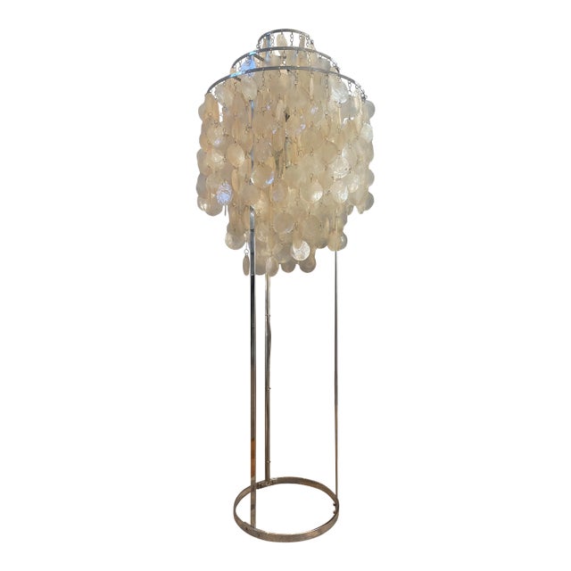 Verner Panton Floor Lamp Sea Shells and Chrome for Verpan – Signed With Tag For Sale