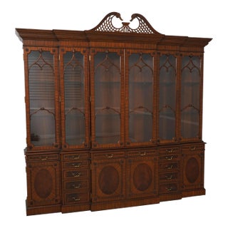 Maitland Smith Large Mahogany Bookcase Breakfront For Sale