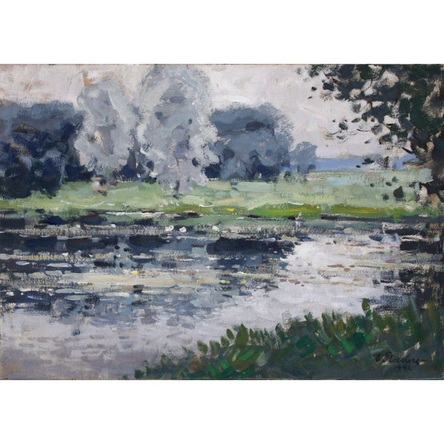 Otto Pladers, Landscape, 1942, Oil on Cardboard For Sale - Image 10 of 10