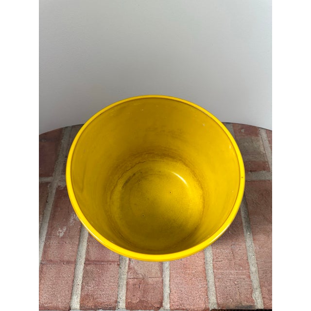 Ceramic 1970s Italian Yellow Glazed Terracotta Planter / Cachepot With Floral Motif For Sale - Image 7 of 7