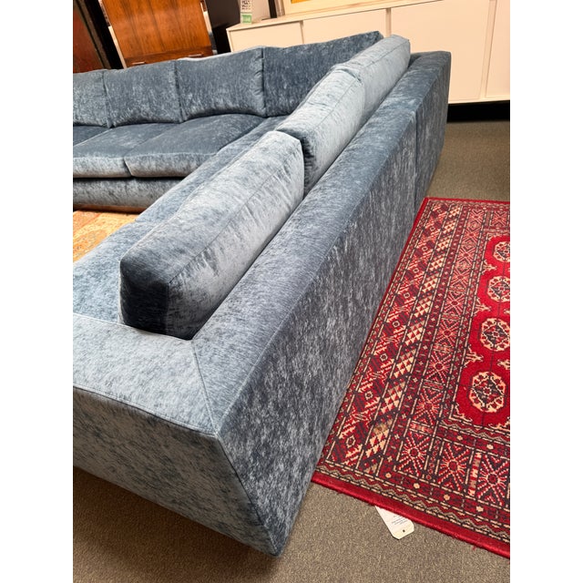 Black Label Home Bespoke Crushed Velvet Sectional, Teal For Sale - Image 4 of 12