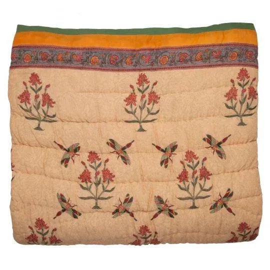Often spotted after monsoon rains, the happy dragonfly is paired with pretty florals to create these cheerful linens....