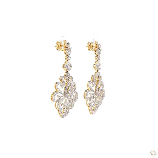 Metal 1970s 4.29 Carat Round Brilliant Cut Diamond Gold Earrings, Pair For Sale - Image 7 of 7