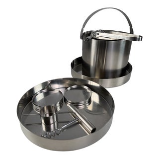 Danish Cylinda-Line Bar Set in Stainless Steel by Arne Jacobsen for Stelton, 1970s, Set of 12 For Sale