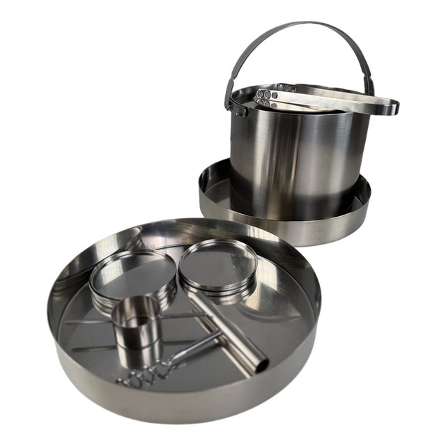Danish Cylinda-Line Bar Set in Stainless Steel by Arne Jacobsen for Stelton, 1970s, Set of 12 For Sale